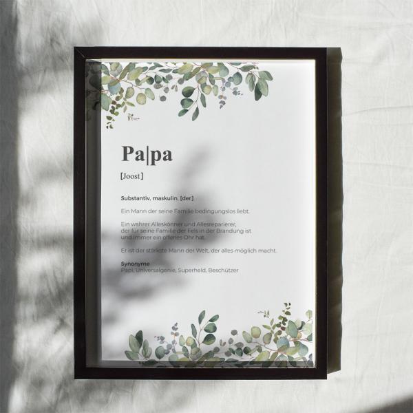 Definitionsposter "Papa  2" | Geschenkidee | Personalisiert  | individuelles Bild | Wörterbuch